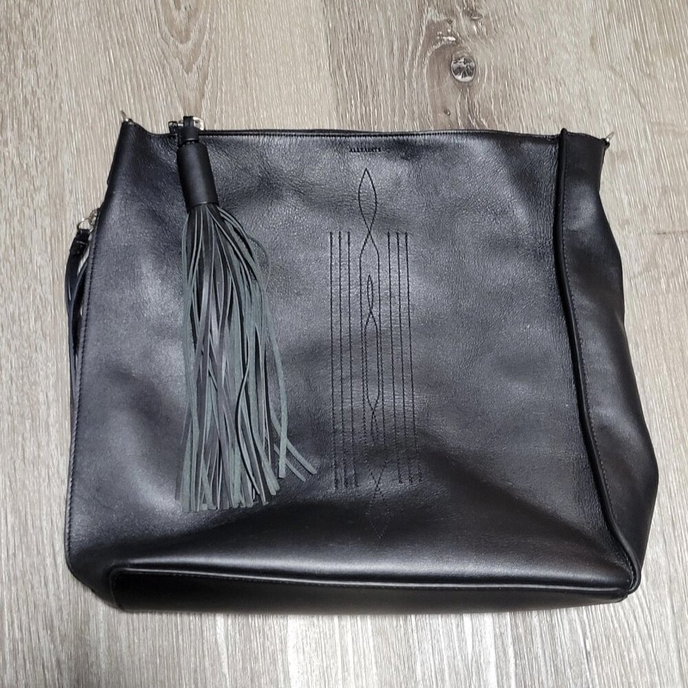 ALL SAINTS "Cooper Lea" leather backpack with tassel